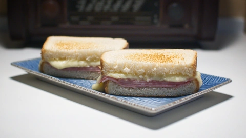 Boiled ham and cheese sandwich